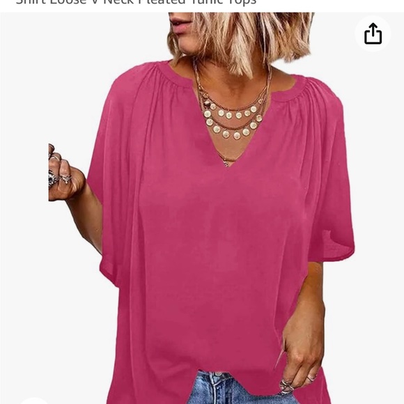 Tops - FOUR Women’s Chiffon Blouses Bell Sleeve Shirt Loose V Neck Pleated Tunic Top